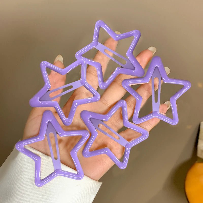 AWAYTR 5 Pcs Hollowed Star Hair Clips Star Snap Hairpins Sweet Headpiece Hair Barrettes Hair Accessories for Girls Dropship