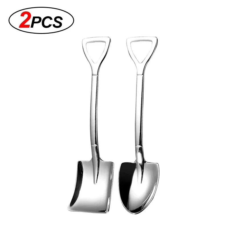 Stainless Steel Dessert Spoon Set | Shaped Spade Scoop for Ice Cream and Fruit alternate view