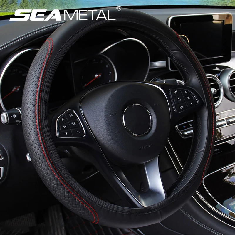 Universal Steering Wheel Cover Microfiber Leather Anti Slip 37-39cm