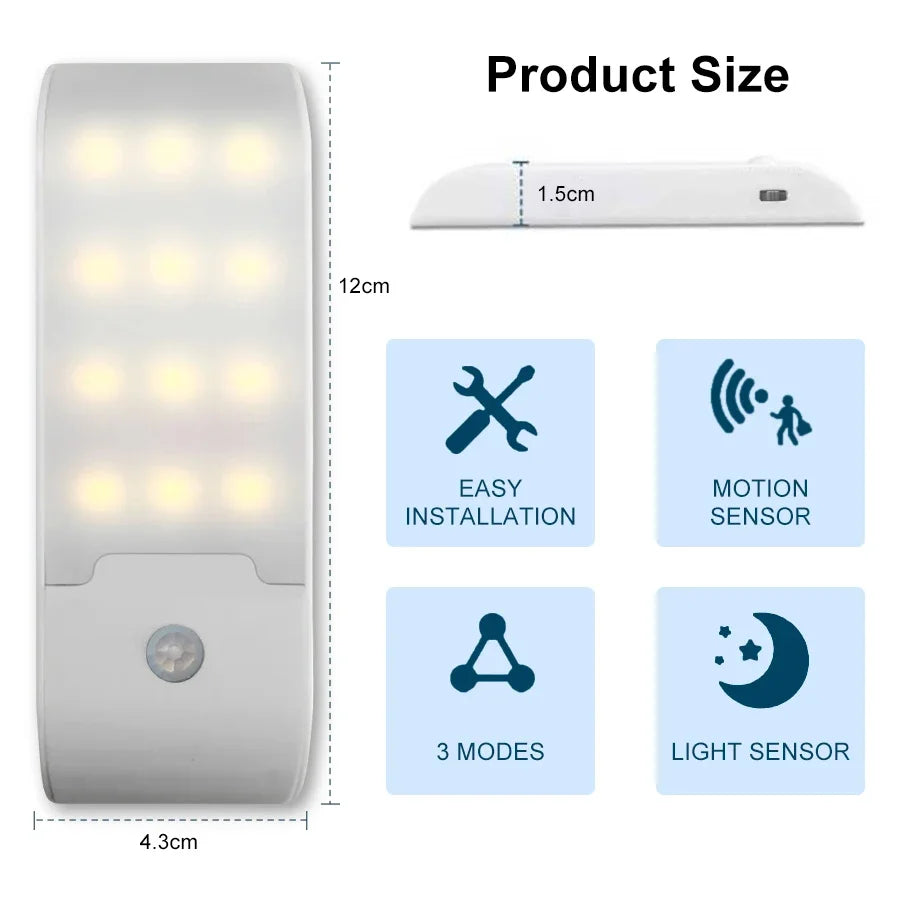 Motion Sensor LED Night Light | Rechargeable Induction Lamp for Home detail view