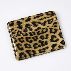 Women Leopard Print PU Leather Card Wallet | Ultra Thin Multi Slot Credit Card Holder close-up view