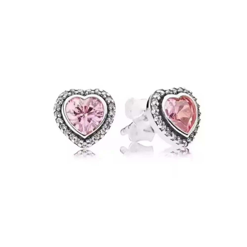 Crystal Stud Hoop Earrings for Women | 925 Silver Bow Lock Moon Star Gold Heart Earri alternate view