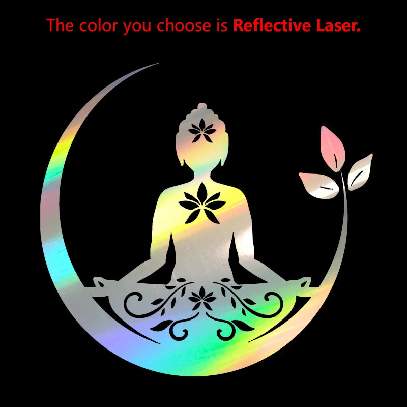 Buddha Chakra Peace Love Good Vibes Vinyl Sticker | Zentangle Mandala Laptop Decal close-up view