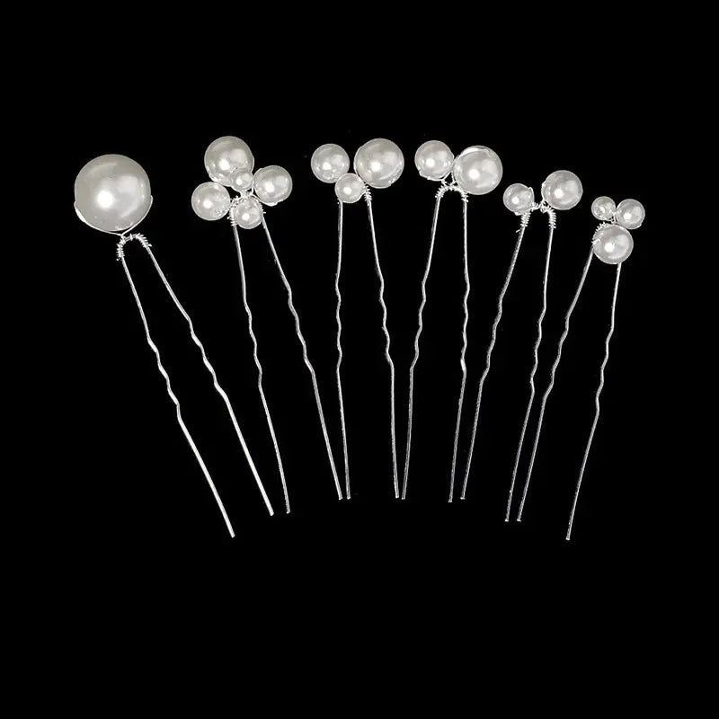 6PCS Popular Handmade Wedding Hair Pins Bridal Crystal Pearl Flower Hair Clip Bridal Hair Jewelry Accessories