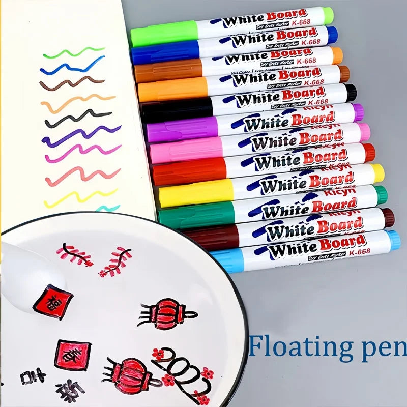 12Pcs Magical Water Painting Pen Toy Markers Floating Ink Pen Doodle Water Pens Montes close-up view