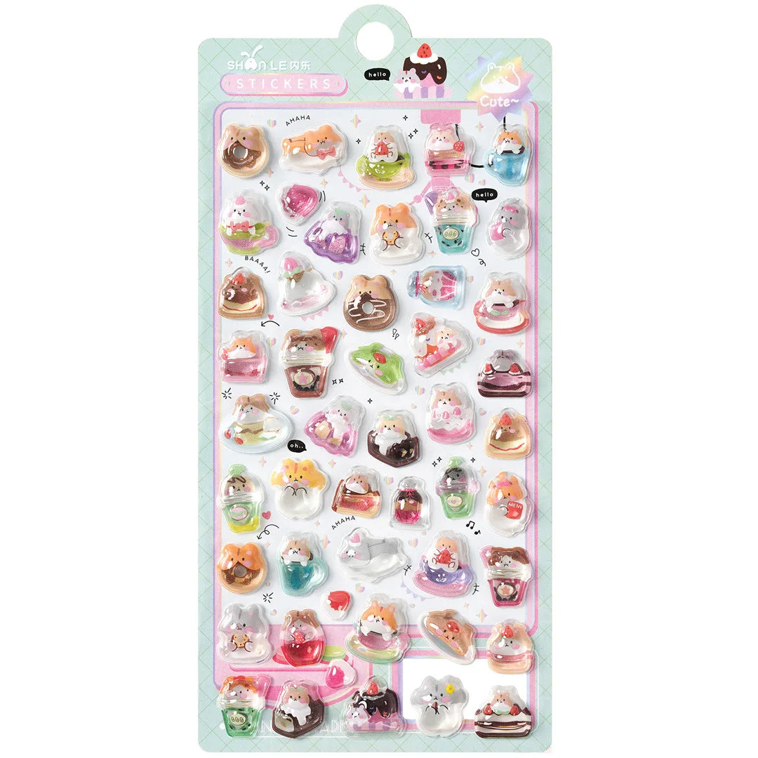 Japanese Anime Food Stamping Seal Fun | 3D Crystal Diamond Sticker Set for Kids