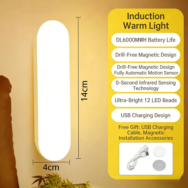 Wireless LED Motion Sensor Night Light | USB Rechargeable Magnetic Closet Lamp detail view