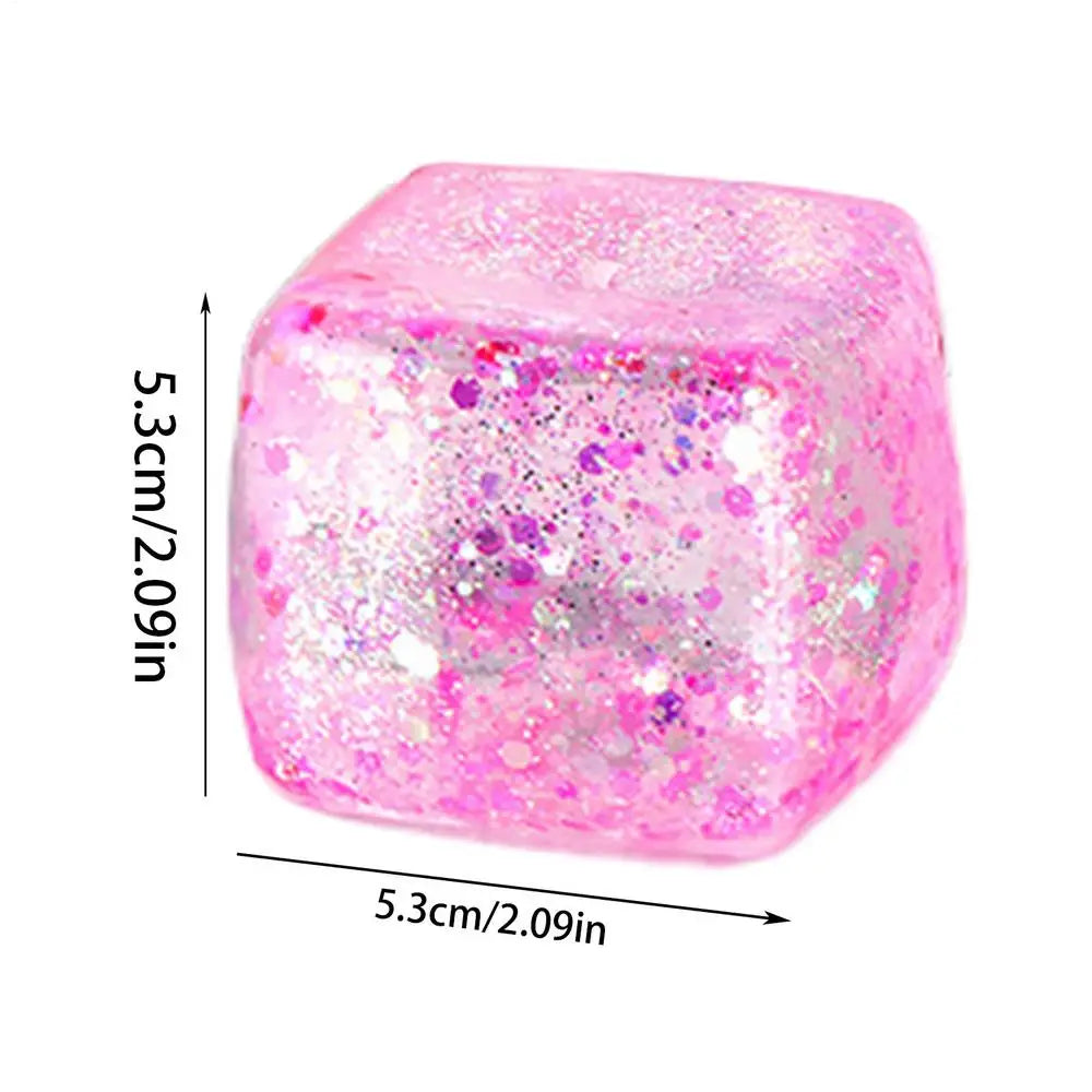 Maltose Cube Stress Squeeze Toy | Slow Rebound Polar Light Colorful TPR Block alternate view