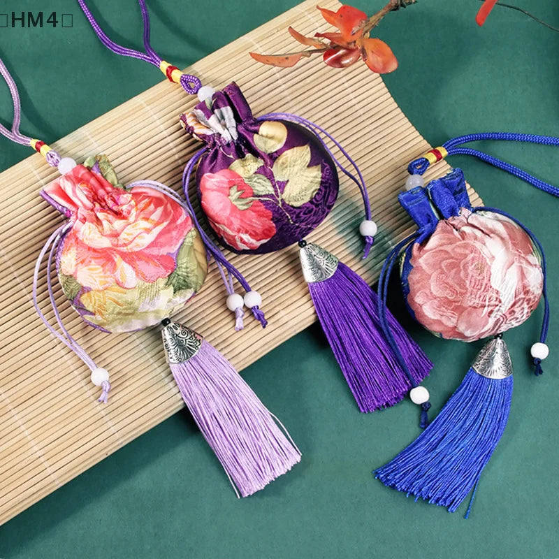 Chinese Style Embroidery Tassel Gift Pouch | Lotus Scented Sachet Bag lifestyle view