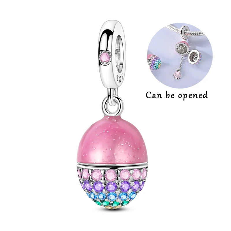 New 925 Sterling Silver Openable Charm Beads Matryoshka Mummy Easter Egg Whale Pendan lifestyle view