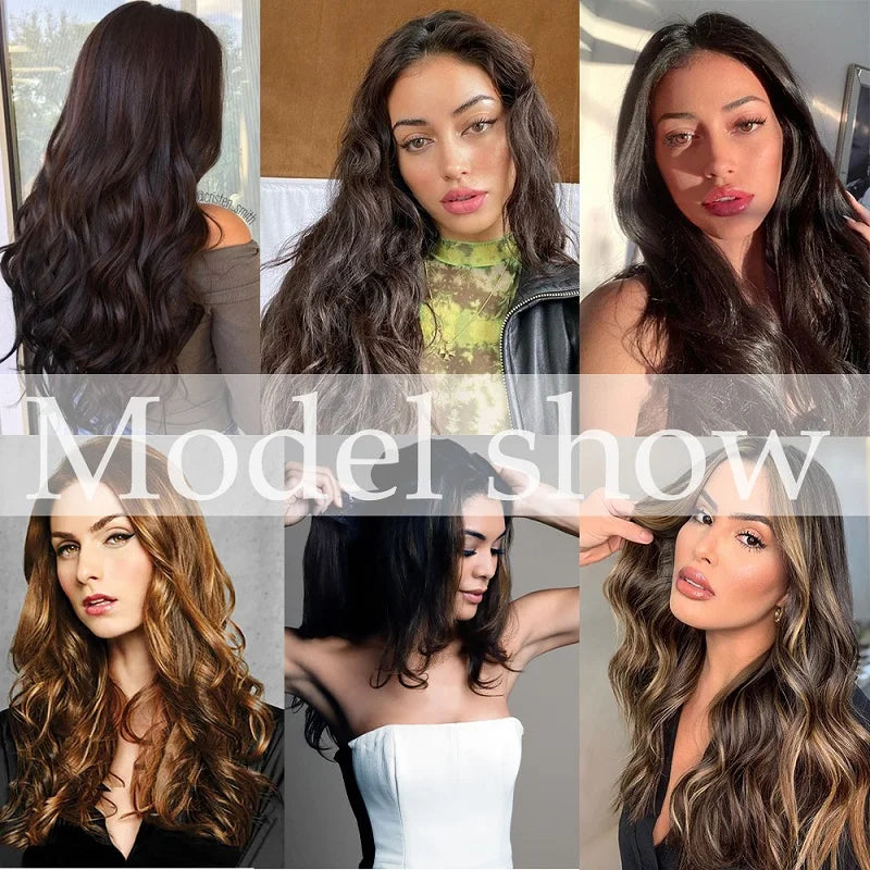 20Inch Synthetic Wavy Curly Clip in Hair Extensions | Heat Resistant Black Blonde H additional angle