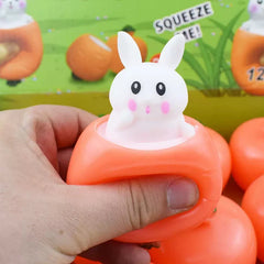 Squishy Carrot Rabbit Squeeze Telescopic Toys | Stress Relief Pinch Music Toy for Kids close-up view