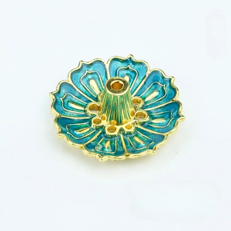 1 Pcs 9-Hole Copper Incense Holder Mini Lotus Flower Incense Sticks Burner Cones Ce additional angle