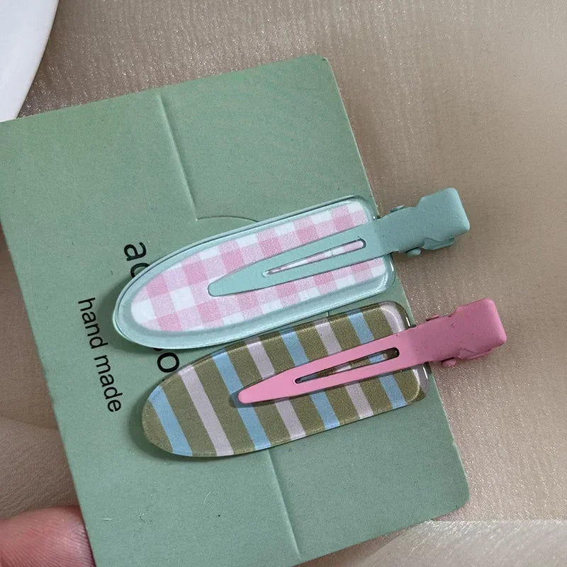 2pcs Candy Color Fruit Side Clips No Crease Seamless Acrylic Hairpins Barrettes Broken Hair Fixed Clips Girls Hair Accessories