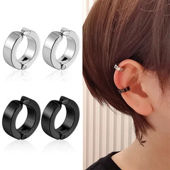 1/6 pairs No Piercing Earrings Titanium Steel Clip-on Fake Earring Round Ear Clip For Wo detail view