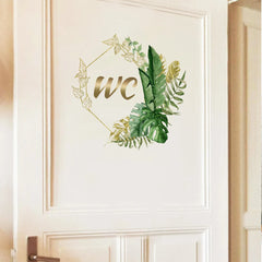 Green Plants WC Wall Sticker | Waterproof Vinyl Bathroom Decoration