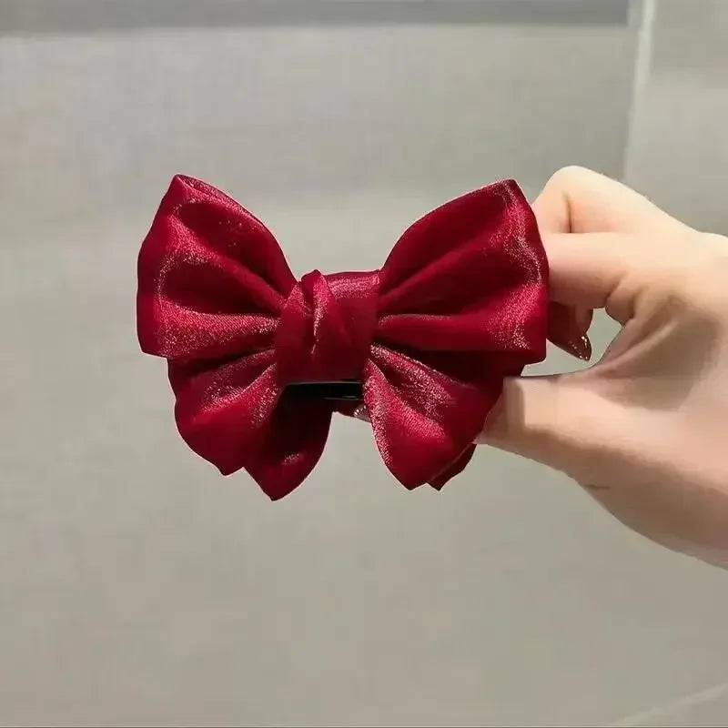 Sweet Bow Tie Hair Claw Clip Velvet Ponytail Fixed Large Hair Clip Elegant Women Solid Color Headwear Accessories Gift for Girls