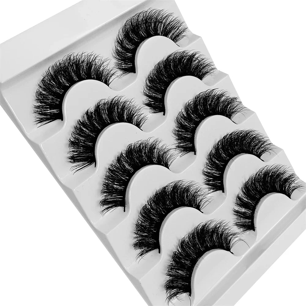 5 Pairs Fluffy Thick Lashes Russian Strip Lashes Faux Mink Fluffy 3D Fake Lashes Make alternate view