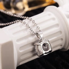 Mini Moissanite Real 925 Sterling Silver Pendant Necklace Female Clavicle Necklaces Wedd detail view
