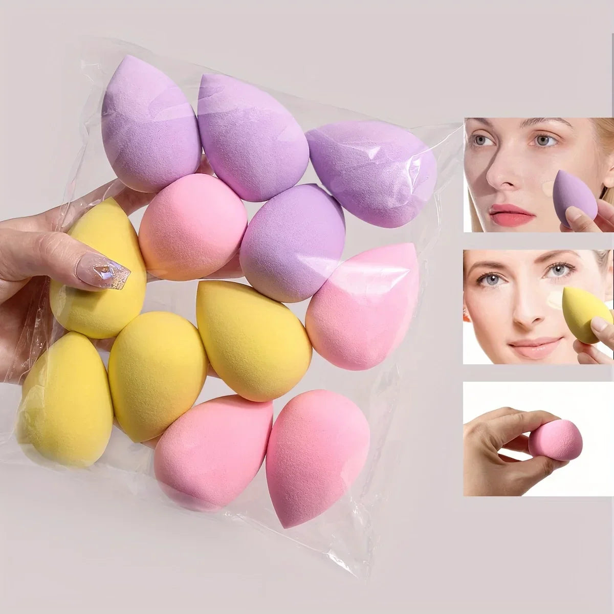 12Pcs Multicolor Makeup Sponge Blender Set | Soft Foundation Cosmetic Puff Kit close-up view