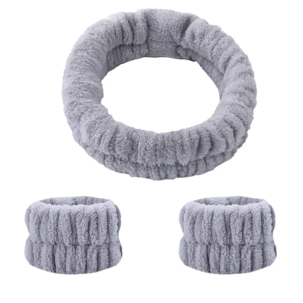 Soft Coral Fleece Headband Women Makeup Wash Face Spa Elastic Hair Band Fashion Female Girls Hair Accessories Wrist Washband
