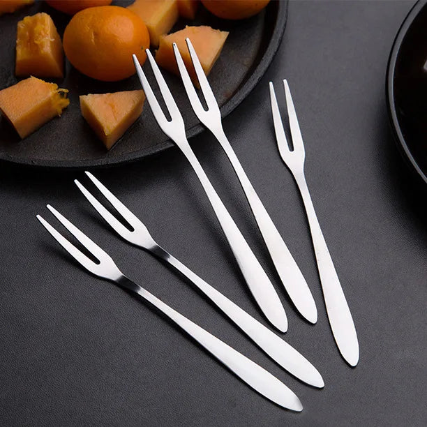 20 Piece Stainless Steel Snail Fork Set | Two Tine Fruit Dessert Fork for Parties additional angle