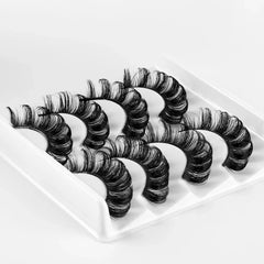 4 Pairs Lashes D Curl Russian Lashes 3D Mink Eyelashes Reusable Fluffy Russian Strip Lashes eyelashes extensions