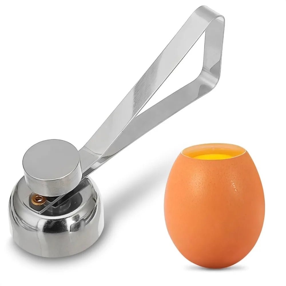 Stainless Steel Egg Topper Opener | Creative Eggshell Cutter for Boiled and Raw Eggs close-up view