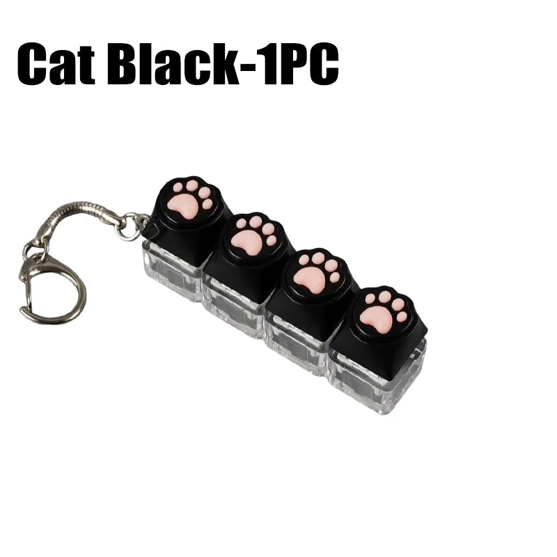 LED Light Keyboard Keychain Fidget Toy Clickable Button Stress Relief Portable Desk Ac close-up view