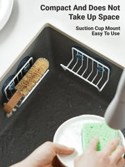 Stainless Steel Suction Cup Sponge Holder Drain Storage Caddy For Kitchen Sink Organization