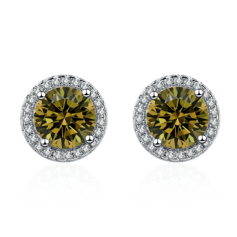 925 Sterling Silver Stud Earrings | Zircon and Colored Gemstone Elegant Jewelry lifestyle view