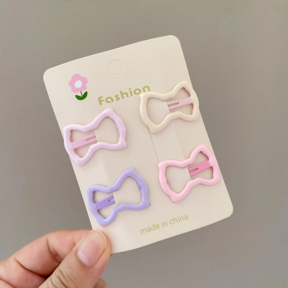 Cute Kids Hair Clips Set 4pcs Colorful Star And Heart Bang Holders Hairpin Non Slip Alli detail view