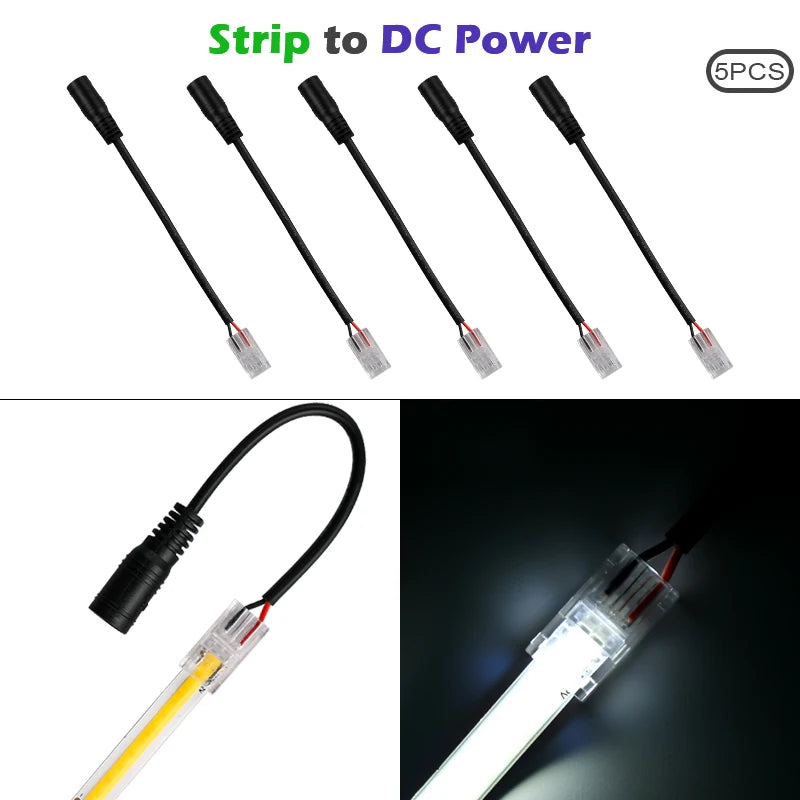 LED Strip Connectors and Fixing Clips Kit | 2-Pin COB Corner Connectors for Tape Li additional angle