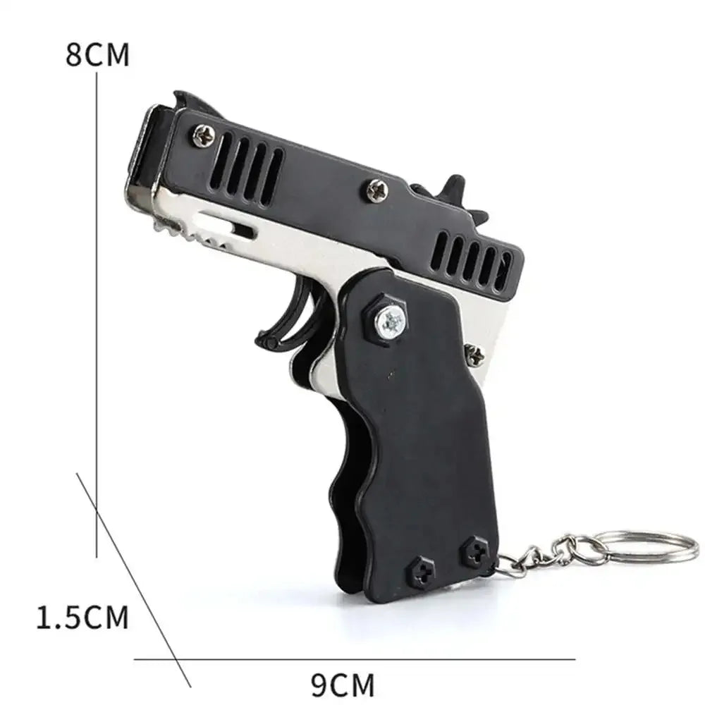 1PCS Keychain Gun 60 Rubber Bands Rubber Band Gun Shooting Pistol Alloy Kid Outdoor additional angle