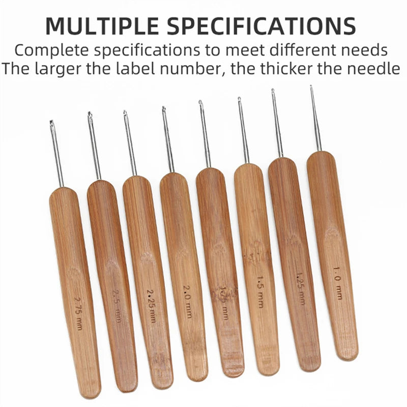 1Pc 0.5mm/0.75mm Dreadlock Crochet Hook Wood Crochet Needles Hair Dreadlocks Tool for Br detail view