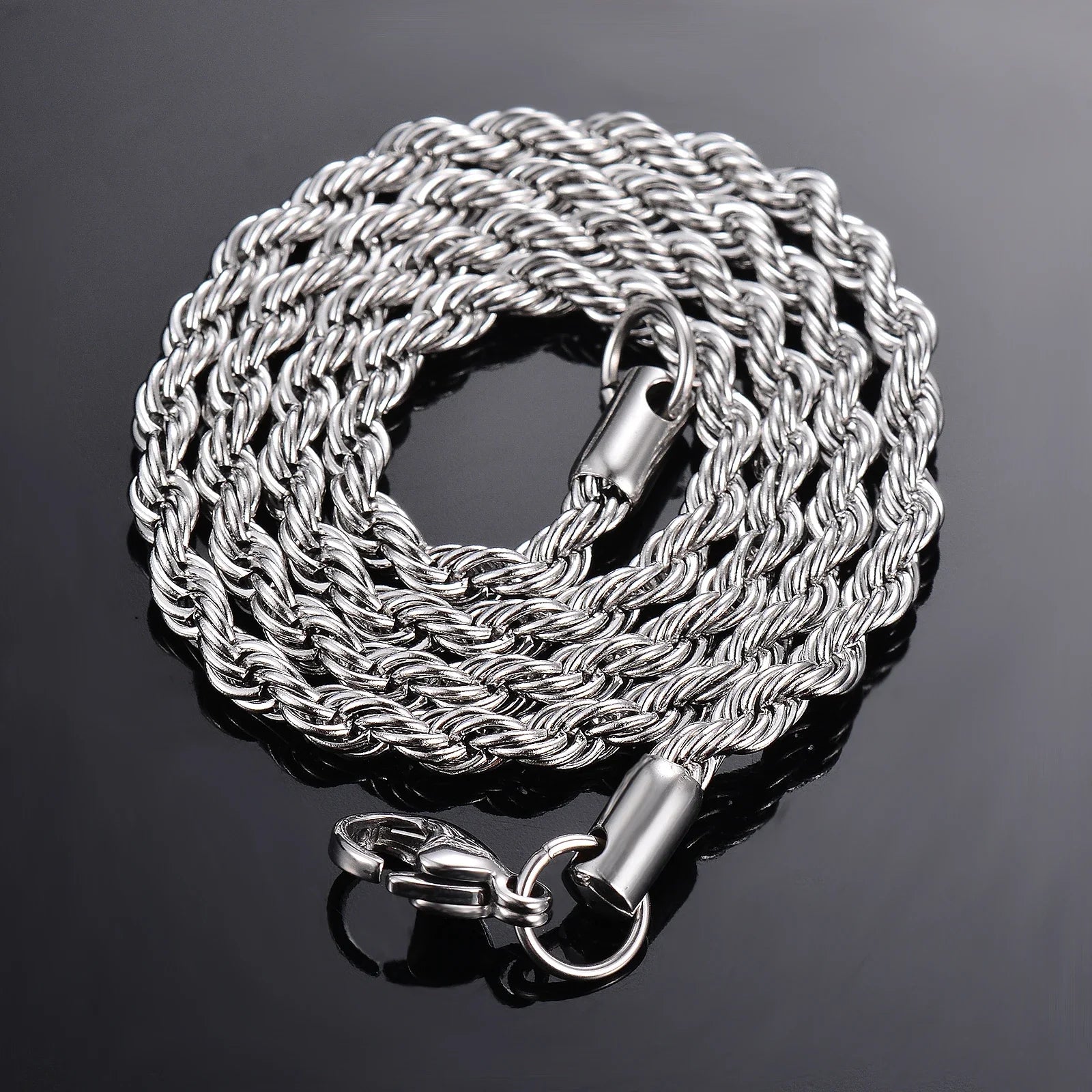 1 piece 925 sterling silver Width 2mm/3mm/4mm Rope Chain Necklace/Bracelet For Men Wo lifestyle view