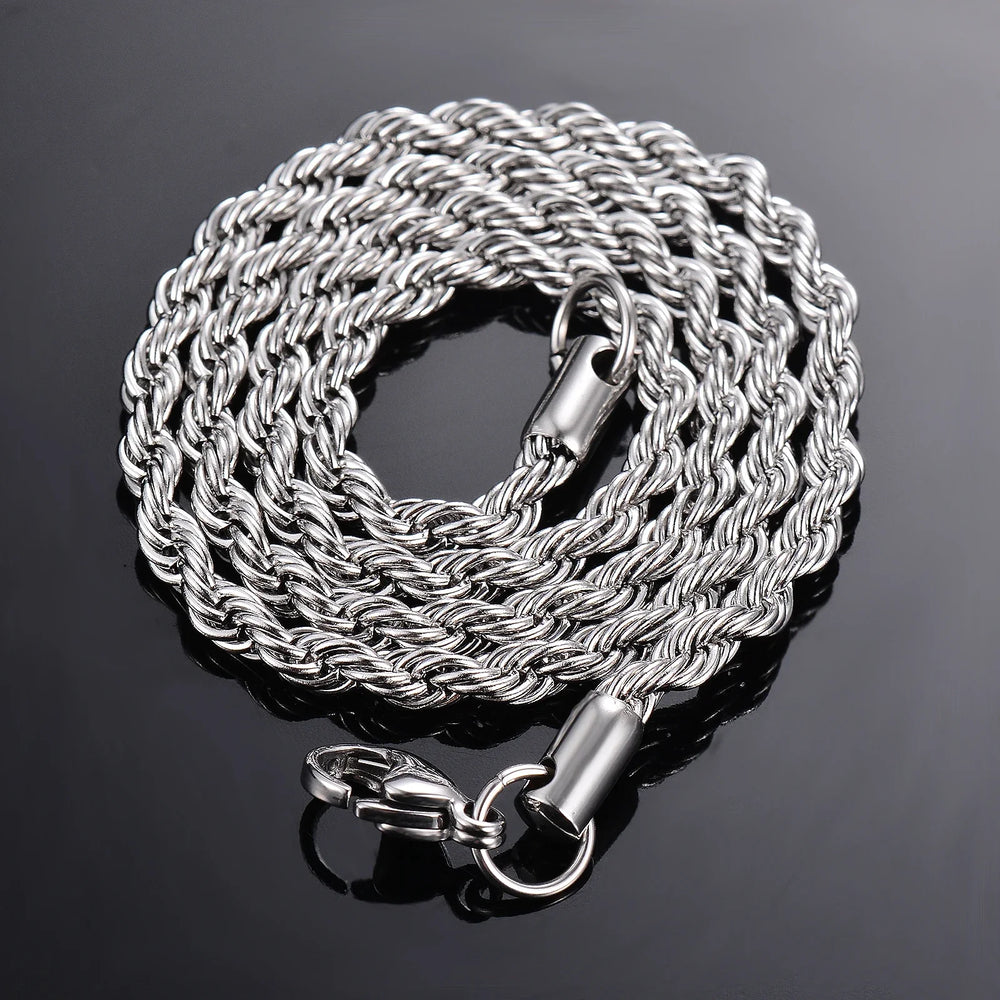 1 piece 925 sterling silver Width 2mm/3mm/4mm Rope Chain Necklace/Bracelet For Men Wo lifestyle view