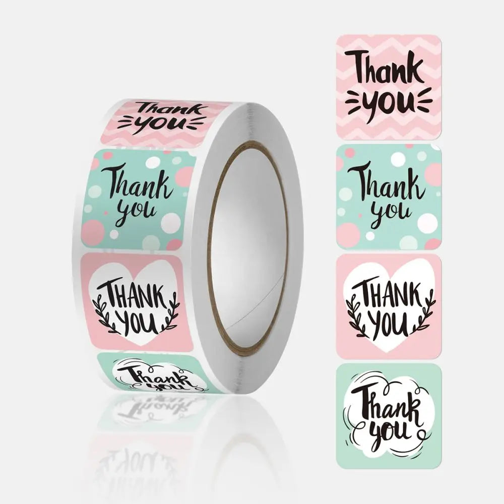 100-500 Flower Thank You Stickers for Small Business Packaging | Handmade Love Labels alternate view