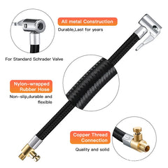 Tire Air Inflation Extension Hose Connector Adapter | Car & Motorcycle close-up view