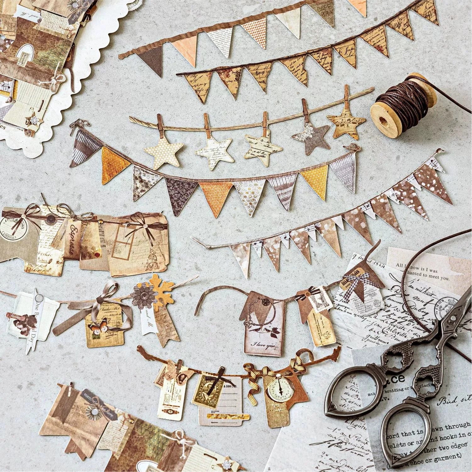 10 pcs/pack Handmade Party Series Vintage Festival Hollow Landscape Material Collage Scr detail view