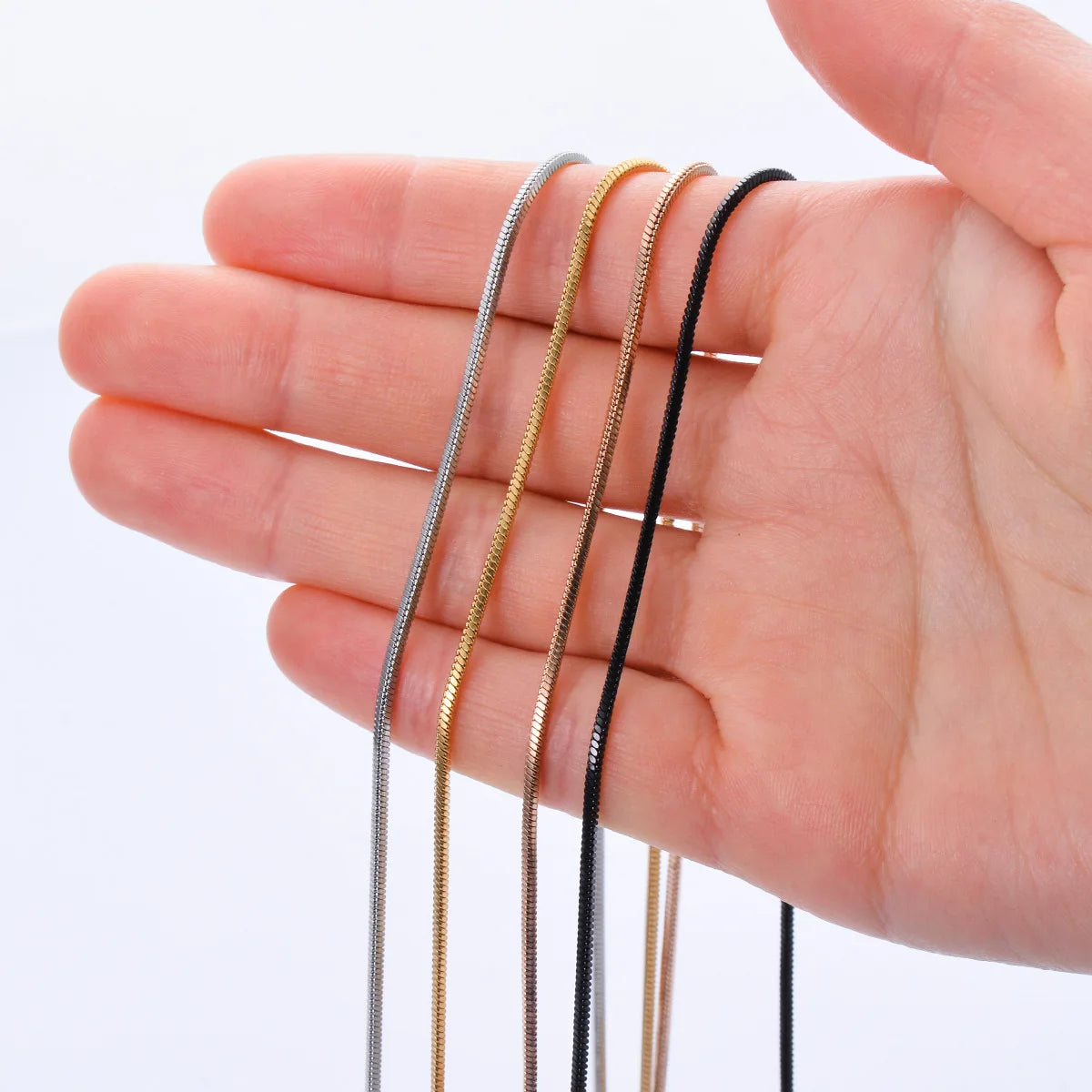 Witd 0.9/1.2/1.5/2mm Stainless Steel Square Snake Chain Necklace Choker DIY Gift For Men detail view