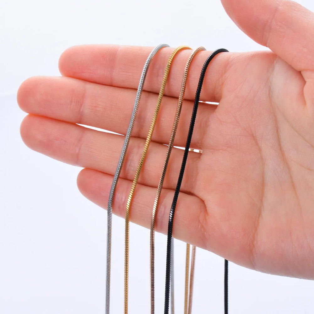 Witd 0.9/1.2/1.5/2mm Stainless Steel Square Snake Chain Necklace Choker DIY Gift For Men detail view