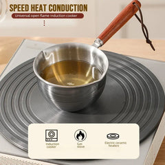 Stainless Steel Hot Oil Pan Hot Butter Warmer Flat Bottom Oil Splash Pan Saucepan For Bo detail view