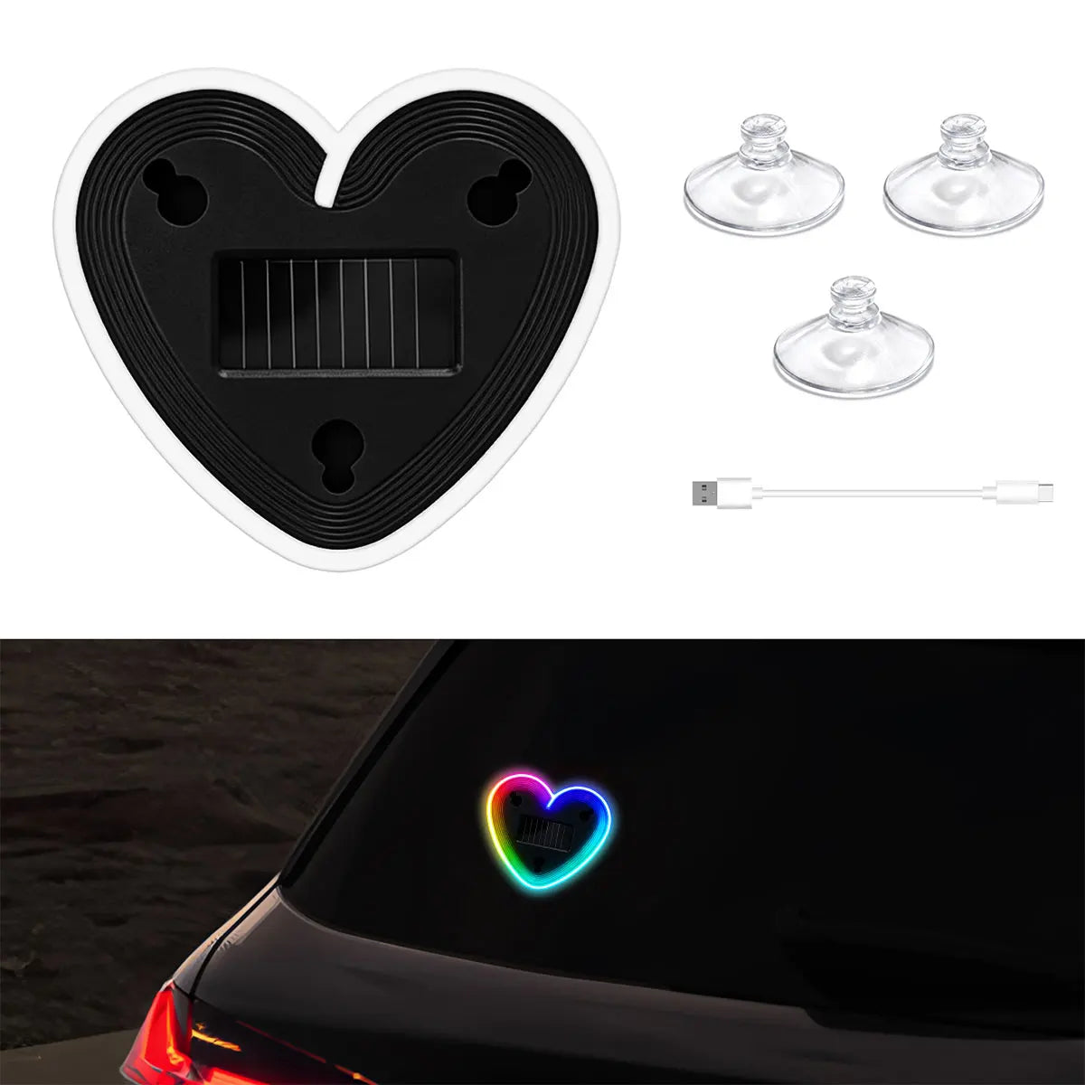 Solar Powered Heart Neon Light | Car Ambient LED Lamp lifestyle view