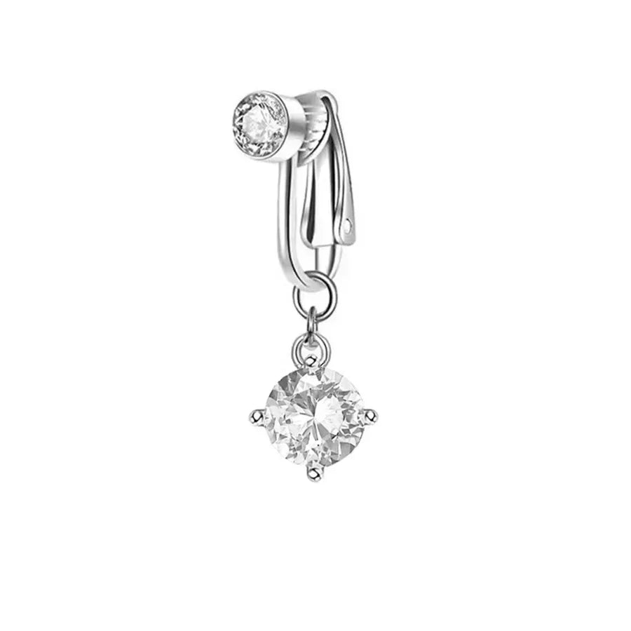 Clip On Belly Button Ring Butterfly Copper Zircon Pink Fake Belly Piercing Umbilical alternate view