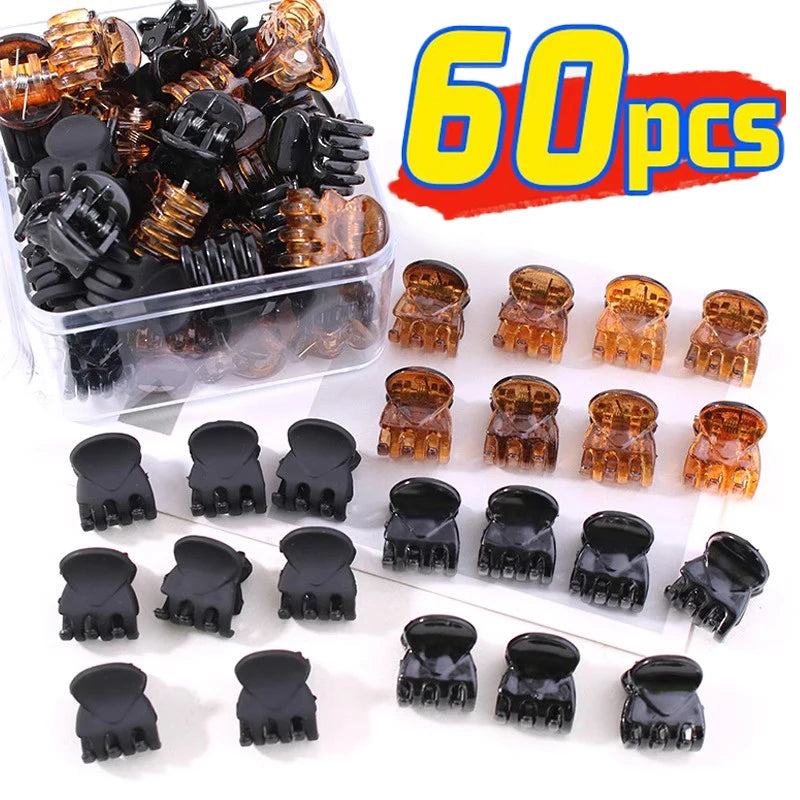 10/60pcs Mini Hair Claw Clips for Women Girls Korean Small Black Transparent Plastic Clips Hairpin Kids Hair Styling Accessories