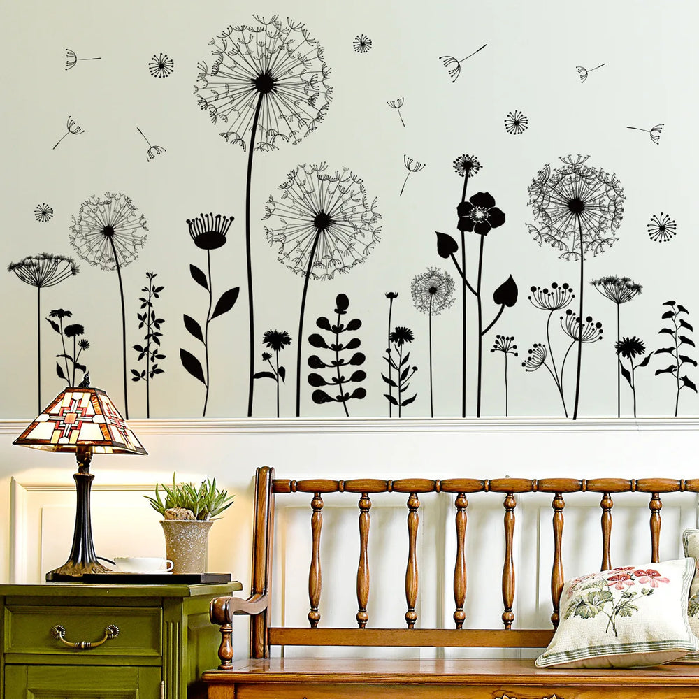 2pcs Dandelion Wall Sticker Set | Self-Adhesive Wall Decor for Bedroom Living Room lifestyle view