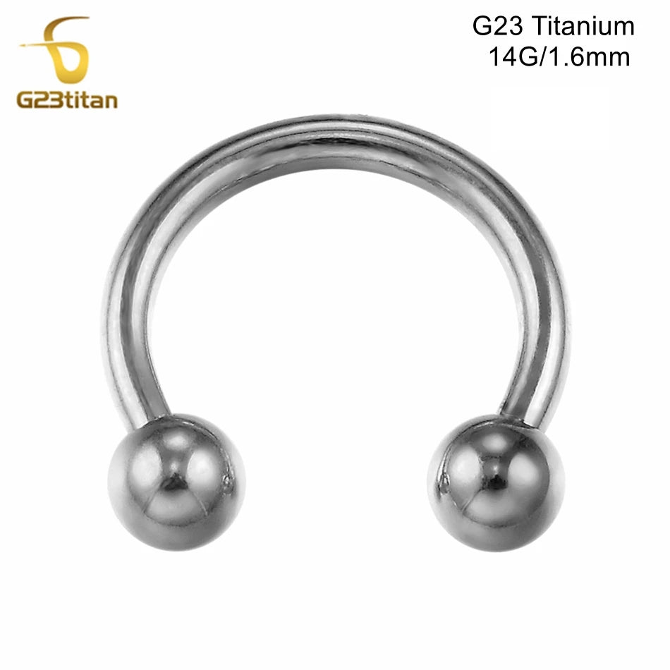 14G 6-14mm Big Titanium Circular Barbell Horseshoe for Septum Lip Ring Nipple Ear Cartilage Piercing