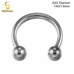 14G 6-14mm Big Titanium Circular Barbell Horseshoe for Septum Lip Ring Nipple Ear Cartilage Piercing
