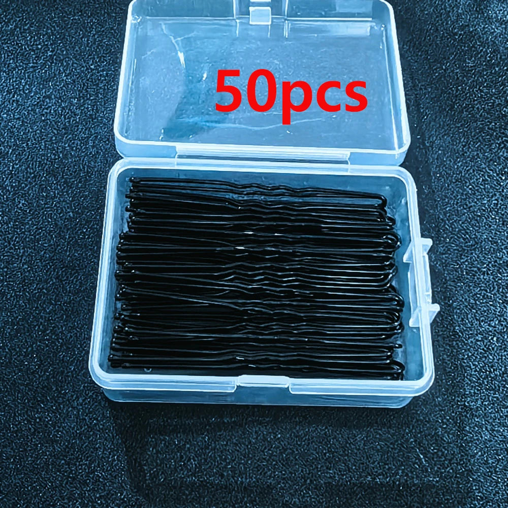50pcs/Box Metal U Shaped Hair Clips Wedding Bridal Bobby Pins Alloy Waved Hairpins additional angle